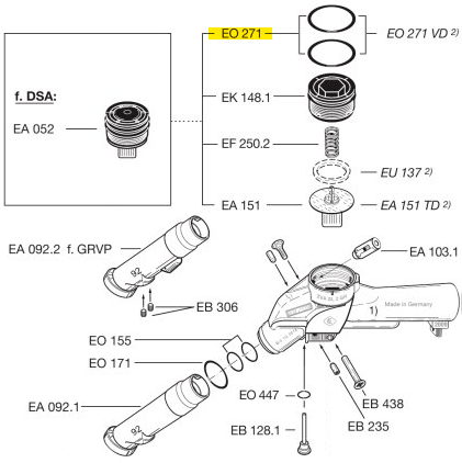 Схема установки кольца EO 271 (Elaflex)